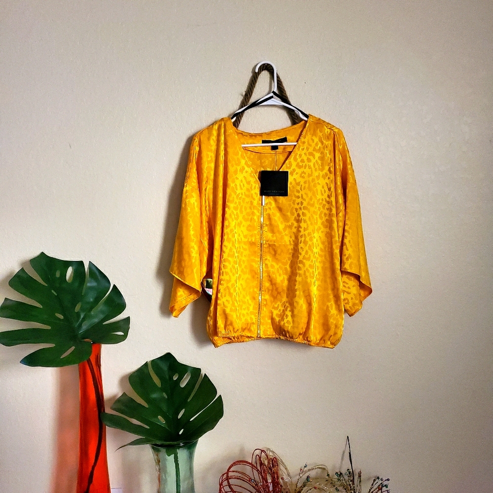 Andrew Marc New York silky yellow blouse, NWT